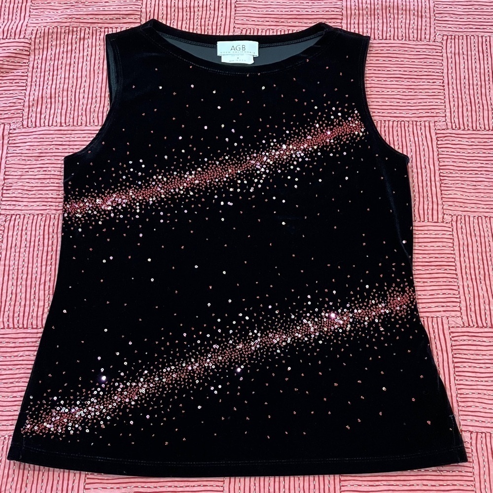 Velour Women's dressy Tank Top with Pink Accents